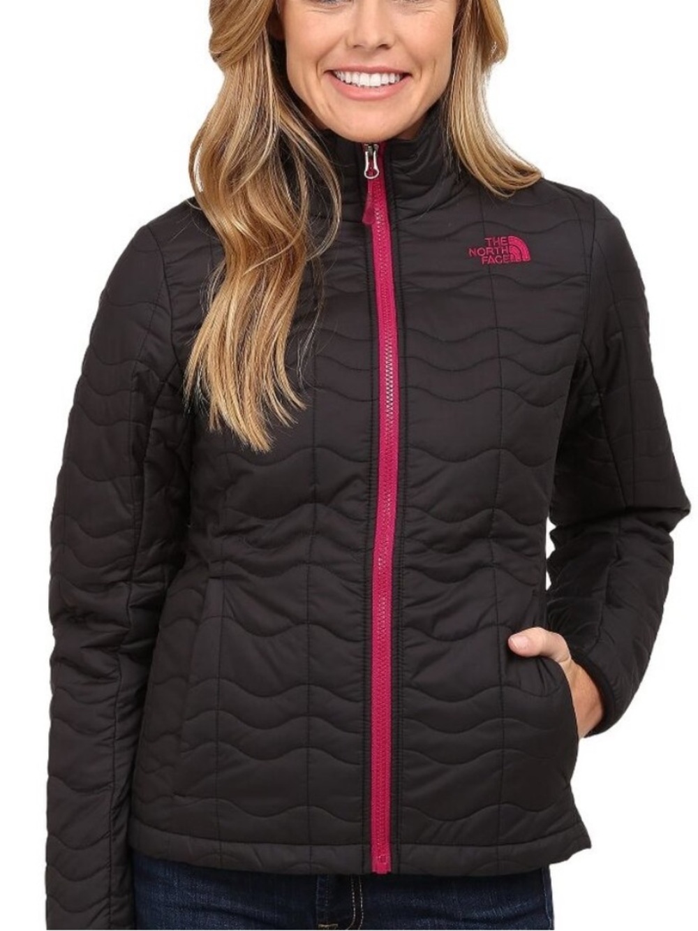 The North Face Bombay Jacket Quilted Full Zip Black Pink Size Small